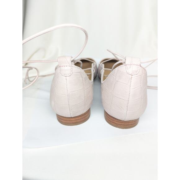 Talbots Ankle-Strap Flats Women 8 Baby Pink Embossed Leather Coquette Barbiecore - Picture 7 of 8